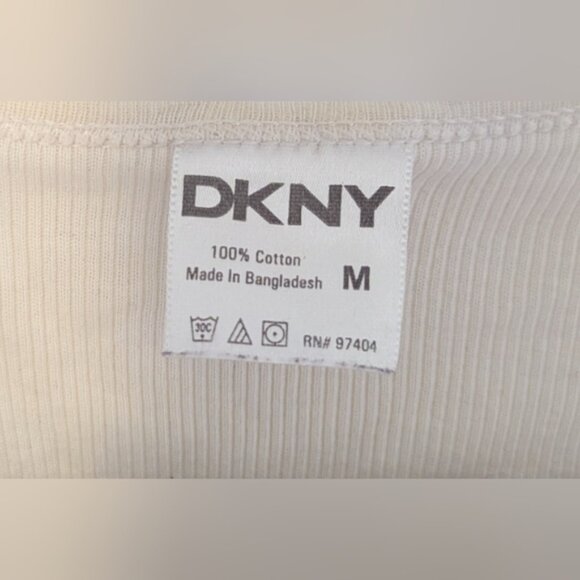 DKNY White Ribbed Tank Top - Size Medium - Picture 2 of 3